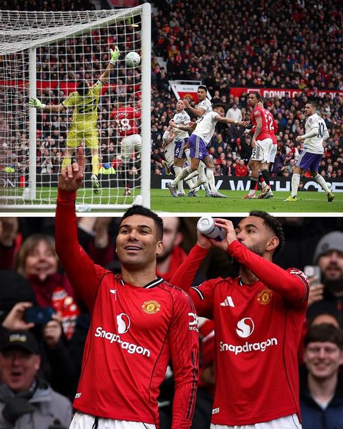 Giữa đội trưởng MU và Casemiro, người mở tỷ số có một sự ăn ý tuyệt vời. Ảnh: MUFC