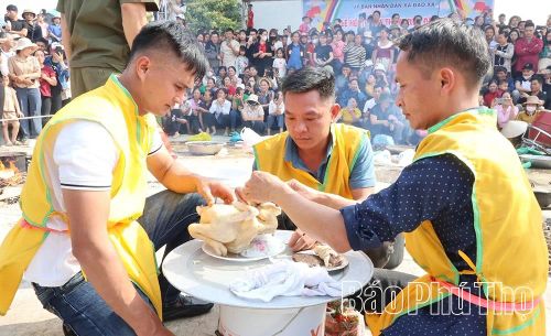 Gà sau khi luộc chín được các đội trình bày đẹp mắt.