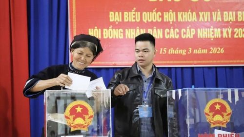 Các lực lượng phục vụ phối hợp theo dõi hướng dẫn cử tri bỏ đúng hòm phiếu theo từng cấp.