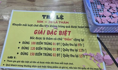 Thể lệ bốc thăm trúng điện thoại iPhone của nhóm lừa đảo. (Ảnh: Công an Tây Ninh).