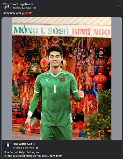 Thủ môn Trần Trung Kiên chỉ chia sẻ bài đăng của World Cup cũng như các bài đăng quảng cáo trong tháng 2.