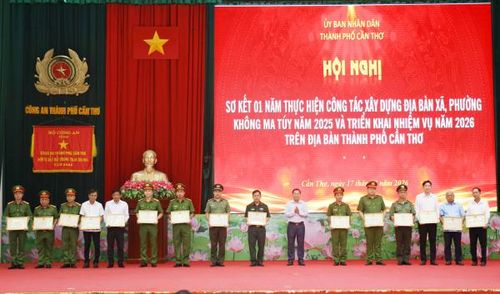 Lãnh đạo TP Cần Thơ trao bằng khen của UBND TP tặng các tập thể, cá nhân tiêu biểu.