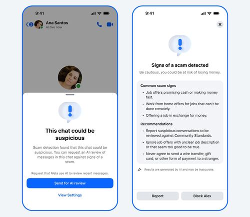 Cảnh báo về các hình thức lừa đảo phổ biến trên Messenger. (Ảnh: Meta)