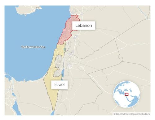 Bản đồ vị trí Israel và Lebanon trong khu vực Trung Đông. Đồ họa: CNN