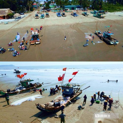 Cảnh tất bật tại các bãi biển vào sáng sớm.