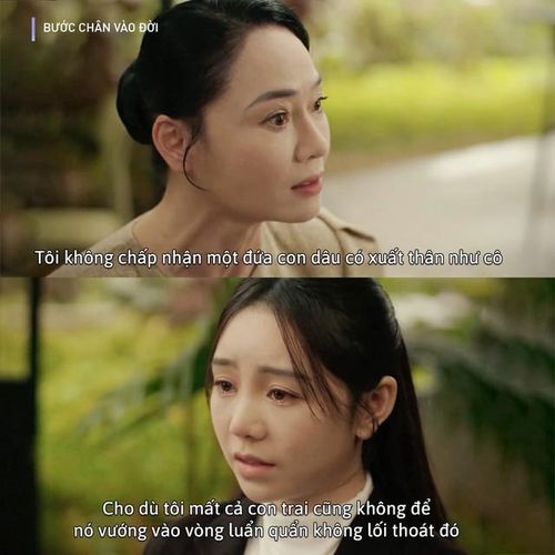 Cuộc đối thoại của bà Dung (Quách Thu Phương) và Thương (Quỳnh Kool) trong "Bước chân vào đời" tập 11.