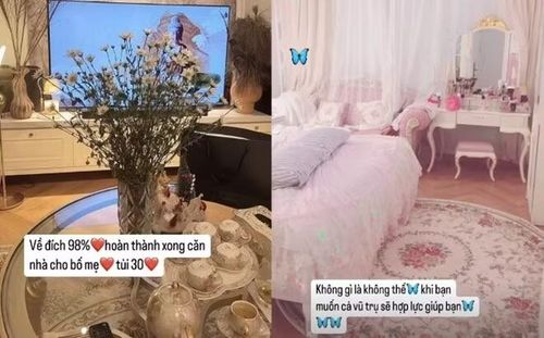 Bên cạnh đó, cô từng sửa sang lại nhà cho bố mẹ tại quê nhà Thái Bình (cũ) với phong cách pastel ngọt ngào, đậm chất tiểu thư