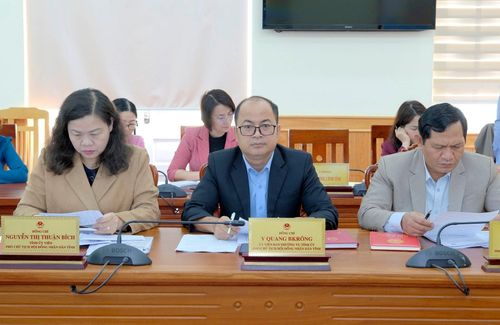 Các đồng chí: K’ Mák, Ủy viên Ban Thường vụ Tỉnh ủy, Phó Chủ tịch HĐND tỉnh; Y Quang BKrông, Ủy viên Ban Thường vụ Tỉnh ủy, Phó Chủ tịch HĐND tỉnh; Nguyễn Thị Thuận Bích, Tỉnh ủy viên, Phó Chủ tịch HĐND tỉnh cùng các đại biểu dự phiên họp