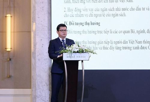 Ông Dương Hùng Cường - Phó Cục trưởng Cục Quản lý Nợ và kinh tế đối ngoại (Bộ Tài chính) phát biểu tại sự kiện. Ảnh: Mạnh Tuấn
