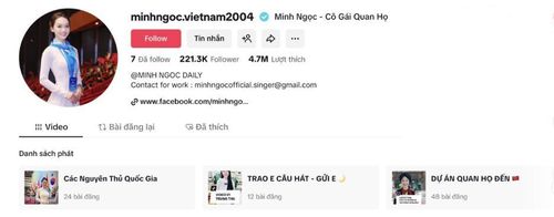 Với hơn 221 nghìn người theo dõi trên nền tảng TikTok, Minh Ngọc vẫn tích cực chia sẻ dự án cá nhân và hoạt động văn hóa đến giới trẻ.