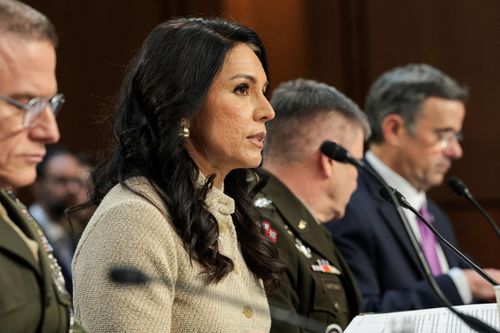 Giám đốc Tình báo Quốc gia Mỹ Tulsi Gabbard (thứ hai từ trái sang) tham gia phiên điều trần trước Thượng viện Mỹ. Ảnh: Reuters.