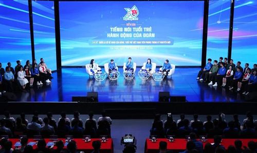  Diễn đàn thu hút sự tham gia của hơn 1 triệu đoàn viên thanh niên trong và ngoài nước. (Ảnh: Minh Đức/TTXVN) 