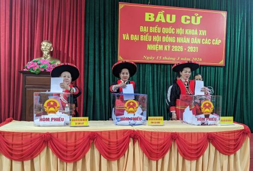 Đồng bào Dao xã Tam Kim, tỉnh Cao Bằng trong ngày bầu cử đại biểu Quốc hội và HĐND các cấp nhiệm kỳ 2026 - 2031.