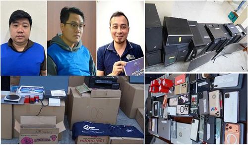 Các đối tượng Nguyễn Băng Thảo, Nguyễn Duy Thịnh, Hà Tuấn Dũng và tang vật liên quan.