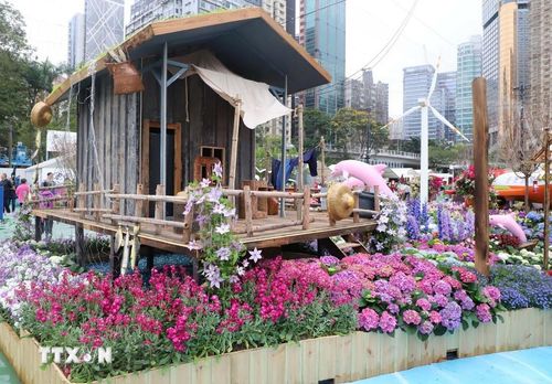 Một tổ hợp trưng bày tại sự kiện. (Ảnh: Xuân Vịnh/TTXVN tại Hong Kong)