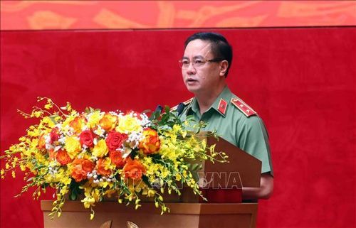 Trung tướng Phạm Công Nguyên, Cục trưởng Cục Pháp chế và cải cách hành chính, tư pháp Bộ Công an phát biểu. Ảnh: Phạm Kiên/TTXVN