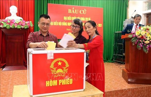 Cử trị tổ 4 phường Thành Sen tham gia bầu cử, ngày 15/3/2026. Ảnh: Công Tường/TTXVN