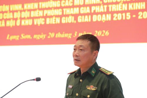 Đại tá Đào Quốc Thạo, Chỉ huy trưởng Bộ đội Biên phòng tỉnh Lạng Sơn, phát biểu tại Hội nghị.