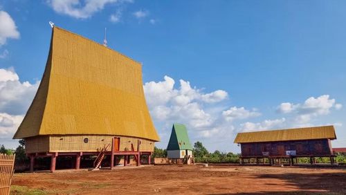 Công trình nhà rông làng Kép 1 vừa hoàn thành. Ảnh: Minh Châu