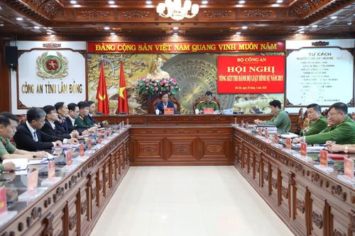 Quang cảnh Hội nghị tại điểm cầu Công an tỉnh