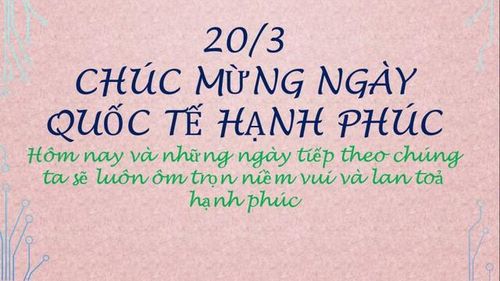 Thiệp 20/3 chúc mừng ngày Quốc tế Hạnh phúc. 