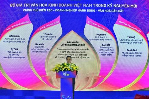 Ông Hồ Anh Tuấn, Chủ tịch Hiệp hội Phát triển văn hóa doanh nghiệp Việt Nam, đã công bố Bộ giá trị Văn hóa kinh doanh Việt Nam