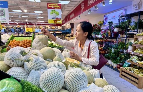Người dân chọn mua trái cây tại siêu thị GO! Thành phố Hồ Chí Minh. Ảnh: Hương Giang/TTXVN