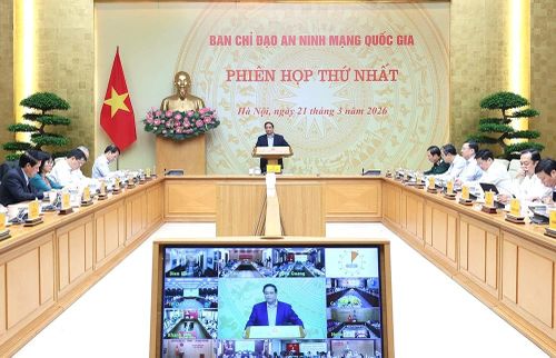 Toàn cảnh phiên họp tại điểm cầu Văn phòng Chính phủ.