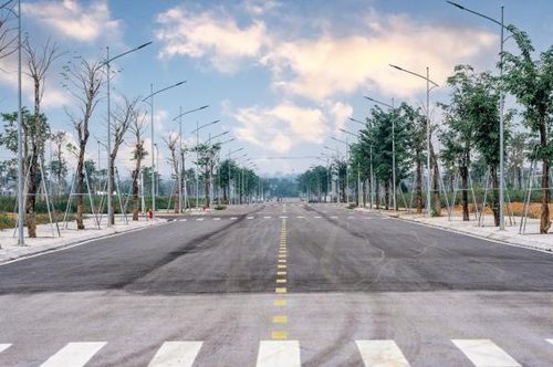 Đại lộ nội khu Sao Mai Residence rợp bóng cây xanh.