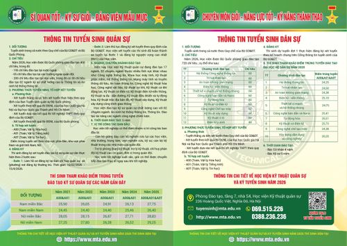 Thông tin tuyển sinh năm 2026 của Học viện Kỹ thuật Quân sự.
