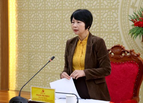 Đồng chí Phạm Thị Phúc, Phó Bí thư Tỉnh ủy, Chủ tịch Ủy ban MTTQ Việt Nam tỉnh Lâm Đồng phát biểu kết luận hội nghị