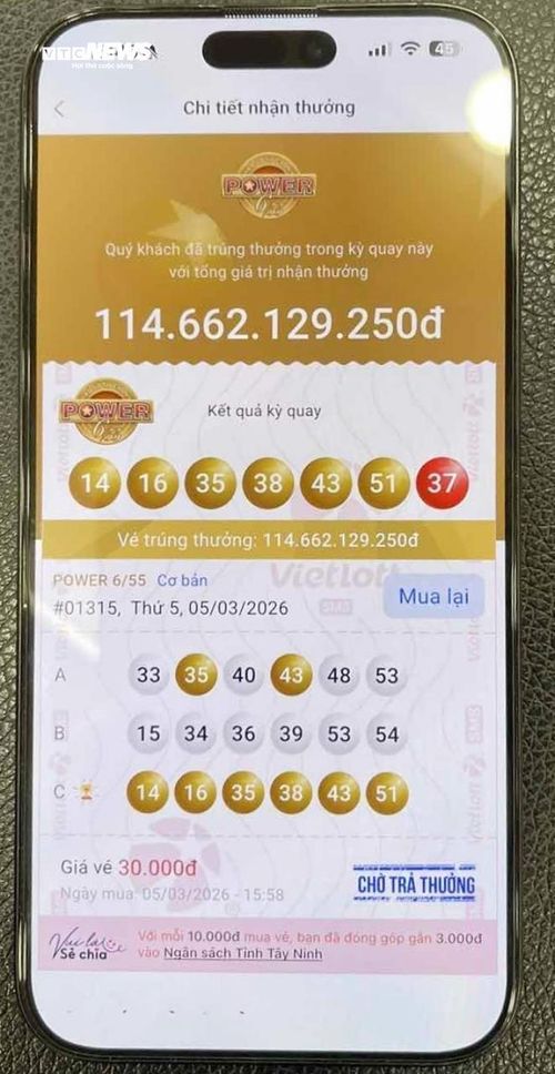 Vé trúng thưởng của anh T. (Ảnh: Đại Việt)