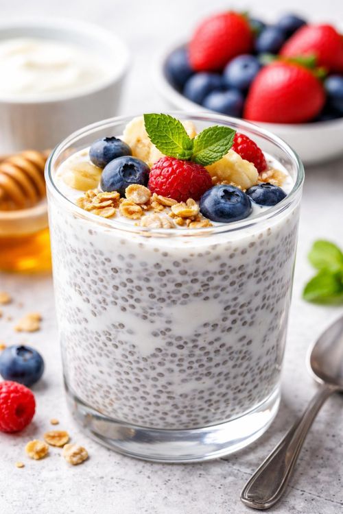 Dùng hạt chia ngâm với nước hoặc kết hợp cùng sữa chua, trái cây giúp duy trì năng lượng, hạn chế cảm giác đói.