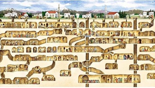 Mô phỏng thành phố ngầm dưới lòng đất ở Cappadocia, Thổ Nhĩ Kỳ. Ảnh: Big Think