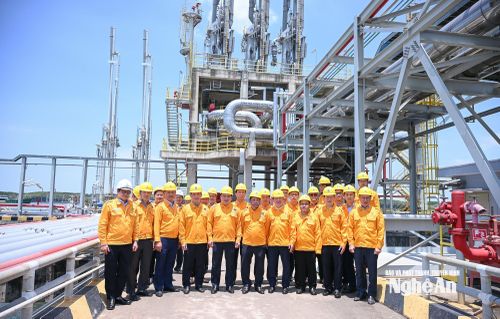 Đoàn công tác tỉnh Nghệ An chụp ảnh lưu niệm cùng lãnh đạo Kho cảng LNG Thị Vải. Ảnh: Thành Cường