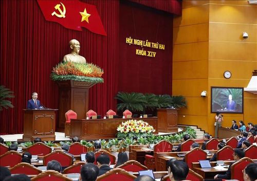 Tổng Bí thư Tô Lâm phát biểu bế mạc Hội nghị lần thứ hai Ban Chấp hành Trung ương Đảng khóa XIV. Ảnh: Thống Nhất/TTXVN