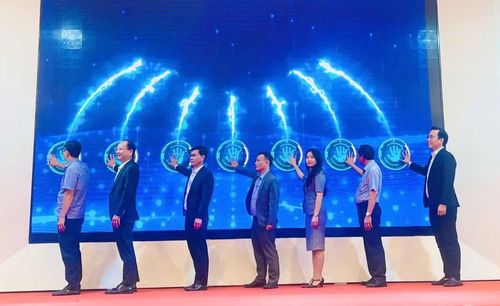  Đại biểu thực hiện nghi thức khai mạc gian hàng trưng bày, triển lãm các giải pháp mô hình ứng dụng thương mại điện tử, các sản phẩm đặc trưng, tiêu biểu của tỉnh Gia Lai. Ảnh: T.D 