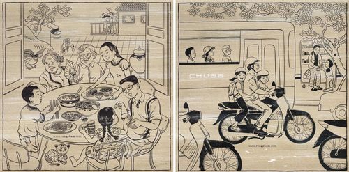 Loạt tranh minh họa lấy cảm hứng từ dòng tranh Đông Hồ của họa sĩ trẻ Rồng Phạm.