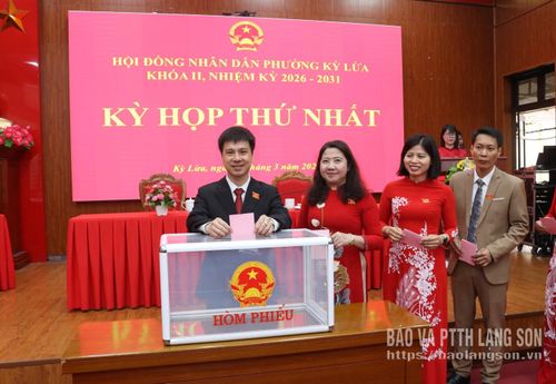 Các đại biểu bỏ phiếu bầu Chủ tịch HĐND phường Kỳ Lừa khóa II, nhiệm kỳ 2026-2031
