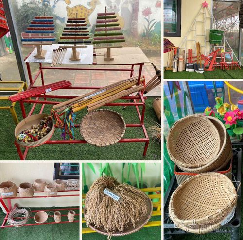 Từ những nguyên liệu quen thuộc, các em nhỏ được khám phá những sản phẩm thủ công mang đậm dấu ấn văn hóa.