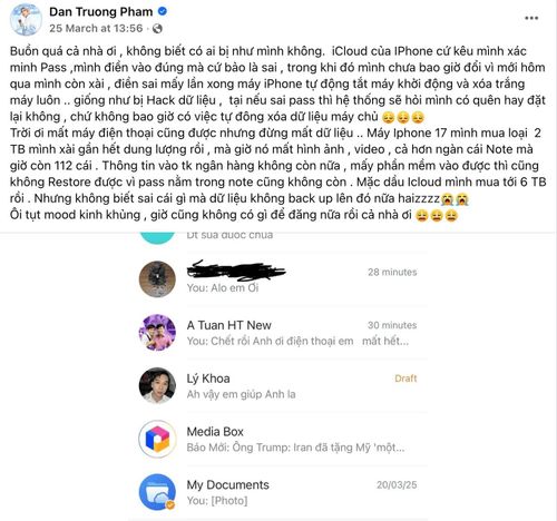  Bài viết của nam ca sĩ. Ảnh: Facebook. 