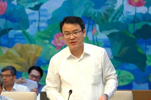  Thứ trưởng Bộ Tài chính Trần Quốc Phương báo cáo tại phiên họp 