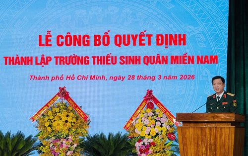  Thượng tướng Nguyễn Trường Thắng phát biểu chỉ đạo tại buổi lễ. Ảnh: Thanh Hiếu.