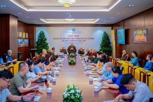 Thông tin về đại hội được đưa ra tại buổi họp báo diễn ra sáng 30/3 do Ban Trị sự Giáo hội Phật giáo Việt Nam TPHCM tổ chức. Ảnh: BTC