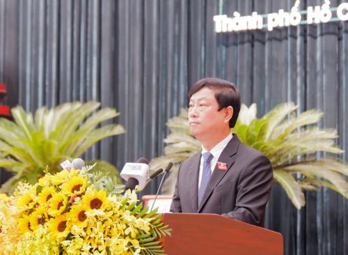 Chủ tịch HĐND TP. Hồ Chí Minh khóa X Võ Văn Minh phát biểu khai mạc kỳ họp