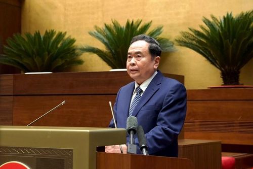 Chủ tịch Quốc hội Trần Thanh Mẫn, Chủ tịch Hội đồng Bầu cử quốc gia phát biểu bế mạc Hội nghị. Ảnh: Cổng TTĐT Quốc hội.
