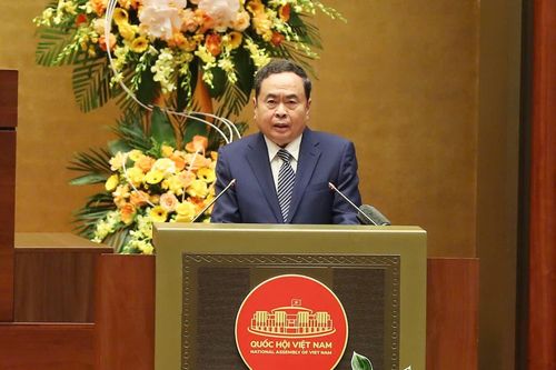 Đồng chí Trần Thanh Mẫn - Chủ tịch Quốc hội, Chủ tịch Hội đồng Bầu cử Quốc gia phát biểu khai mạc hội nghị. Ảnh: VGP/Nhật Bắc