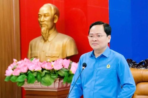 Đồng chí Nguyễn Anh Tuấn, Ủy viên Trung ương Đảng, Chủ tịch Tổng LĐLĐ Việt Nam phát biểu tại hội nghị.