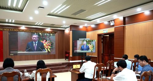 Quang cảnh hội nghị tại điểm cầu tỉnh Quảng Trị - Ảnh: T.Đ