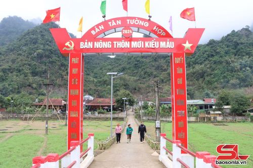 Bản Tân Tường Hợp, xã Mường Cơi, đạt chuẩn nông thôn mới kiểu mẫu về cảnh quan và chất lượng môi trường sống.Ảnh: PV